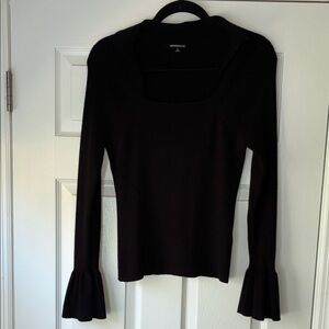 Minnie Rose Elegant Black Flared Cuff Blouse